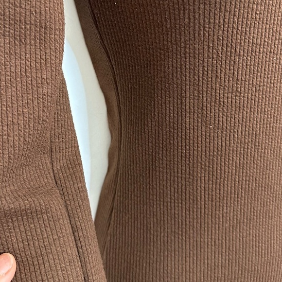 Zara Brown Ribbed Long Sleeve Mini Dress - Picture 6 of 6